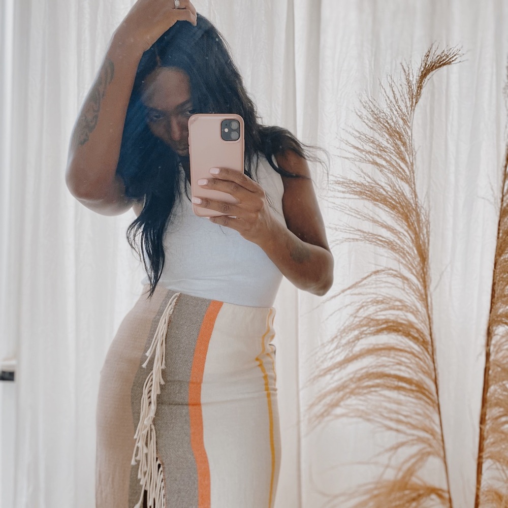 Zara Multicolor Vertical Striped Fringe Skirt